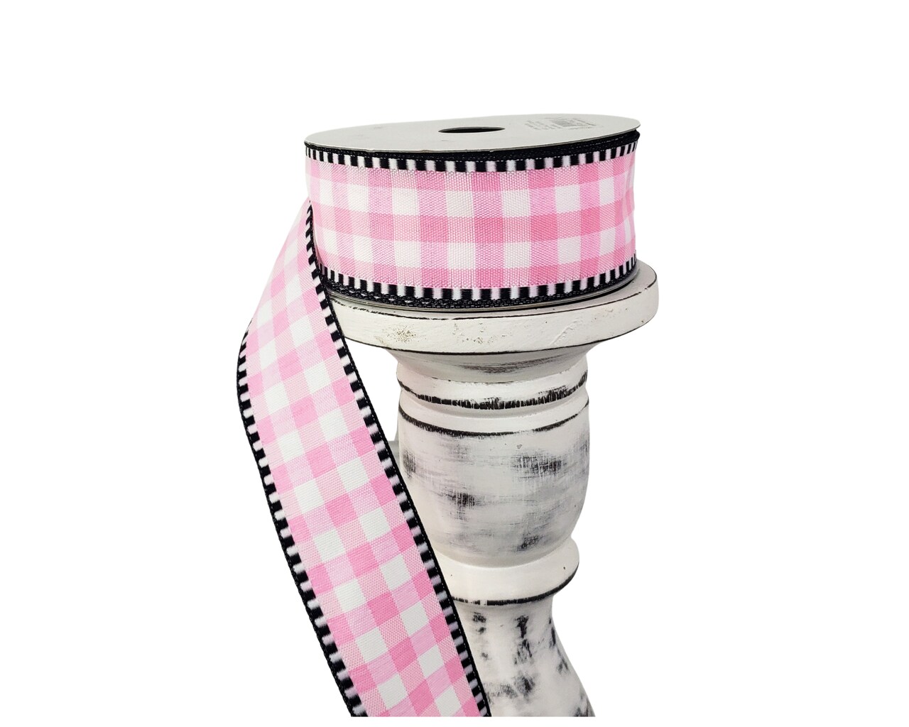1.5"x10YD Light Pink/White Gingham Check Wired Ribbon - Vibrant and Charming for Crafts and Decor (RW8139)